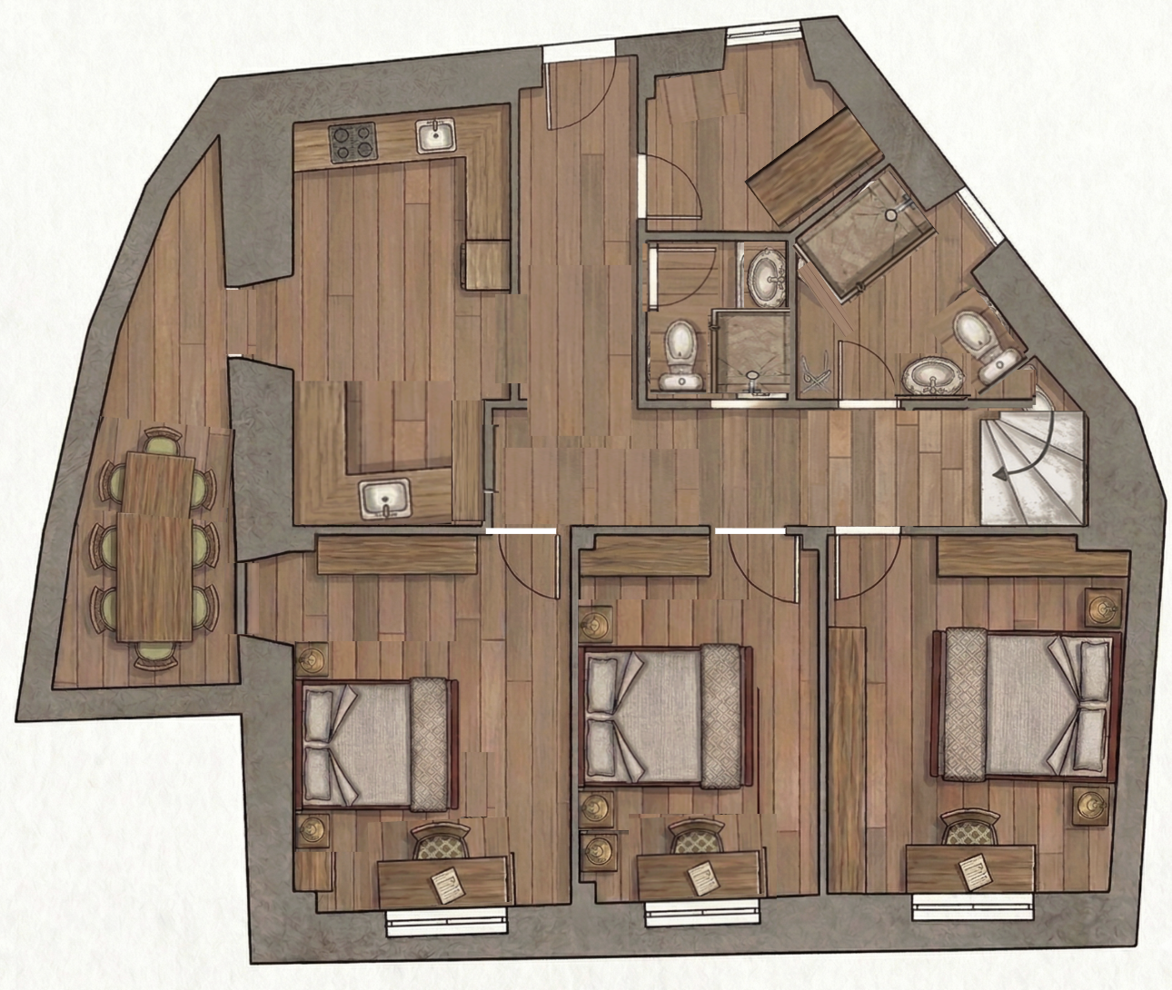 First floor · Focus Kitchen & 3 Bedrooms